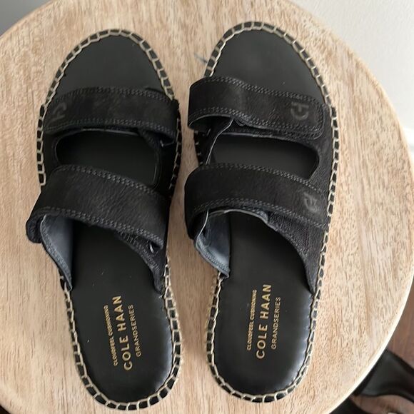 Cole Haan Cloudfeel Espadrille Double Strap Leather Slides with Jute, 5, NWOB - Picture 10 of 10